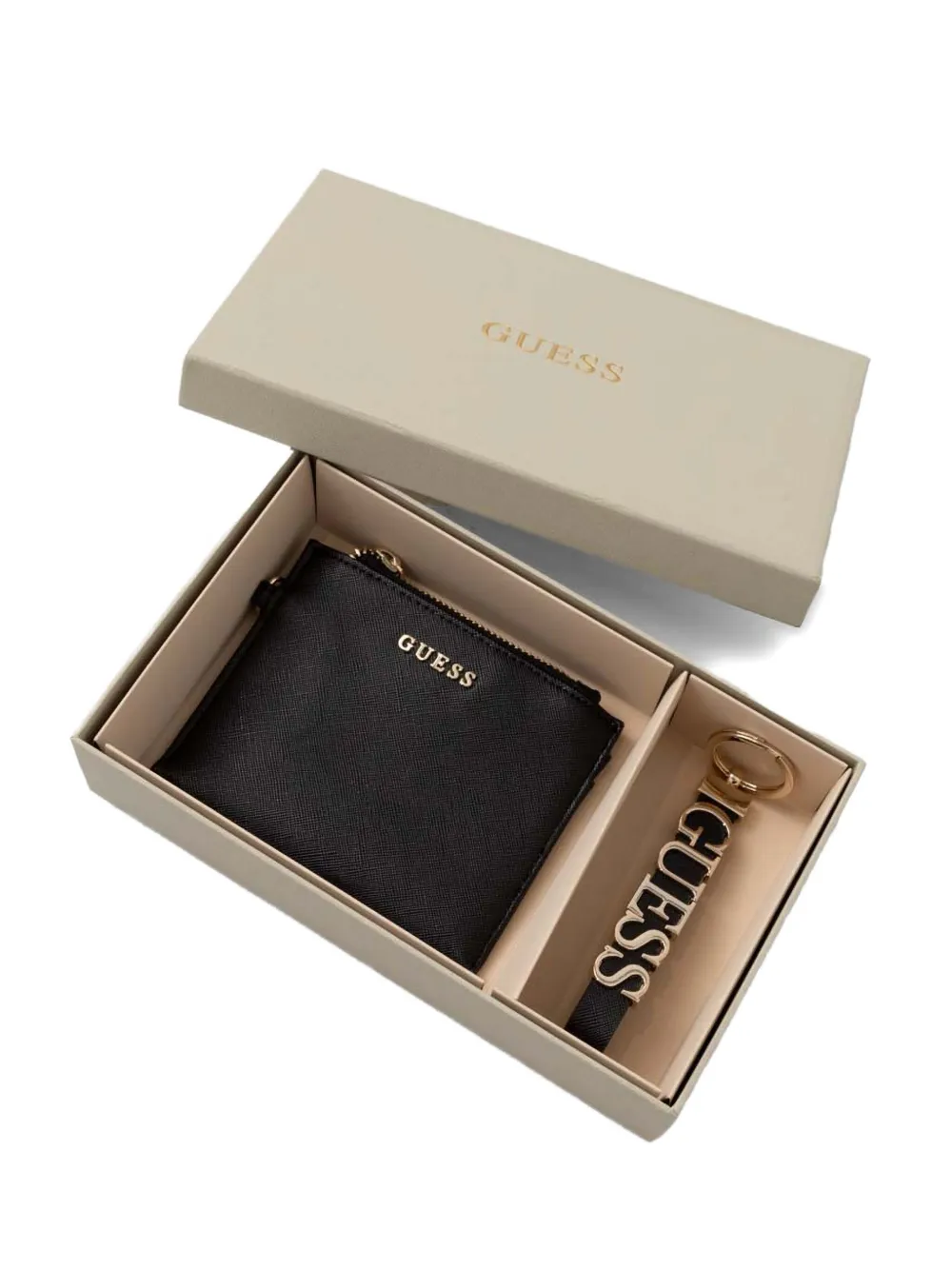 Guess Usa Logo-lettering Wallet In Black