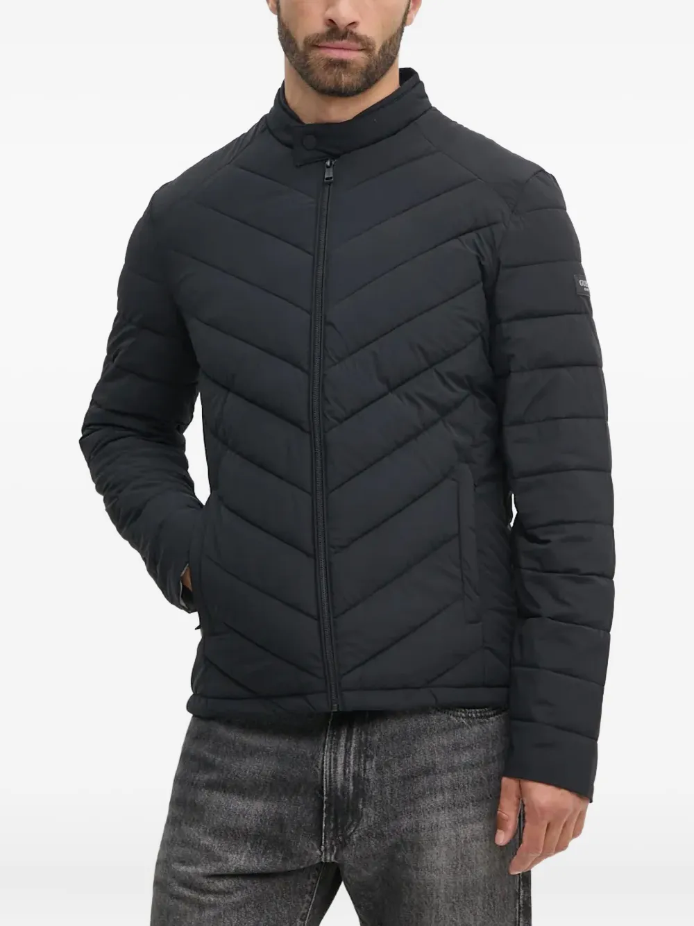 GUESS USA chevron-quilted padded jacket | Black | Image 1