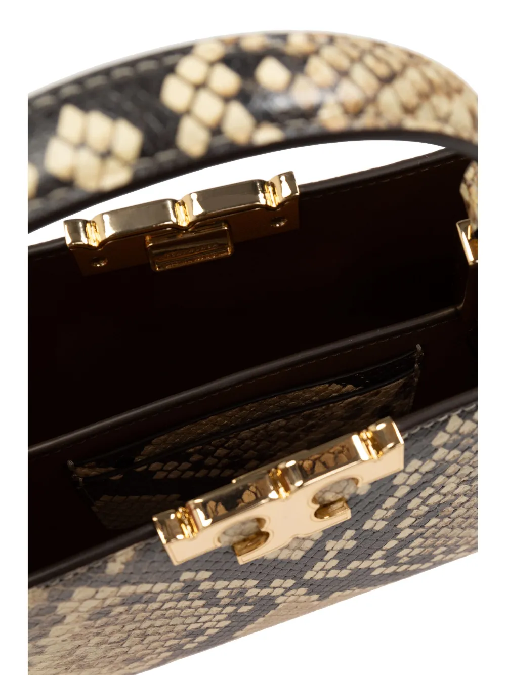 Tory Burch Eleanor Exotic kleine boekentas Beige