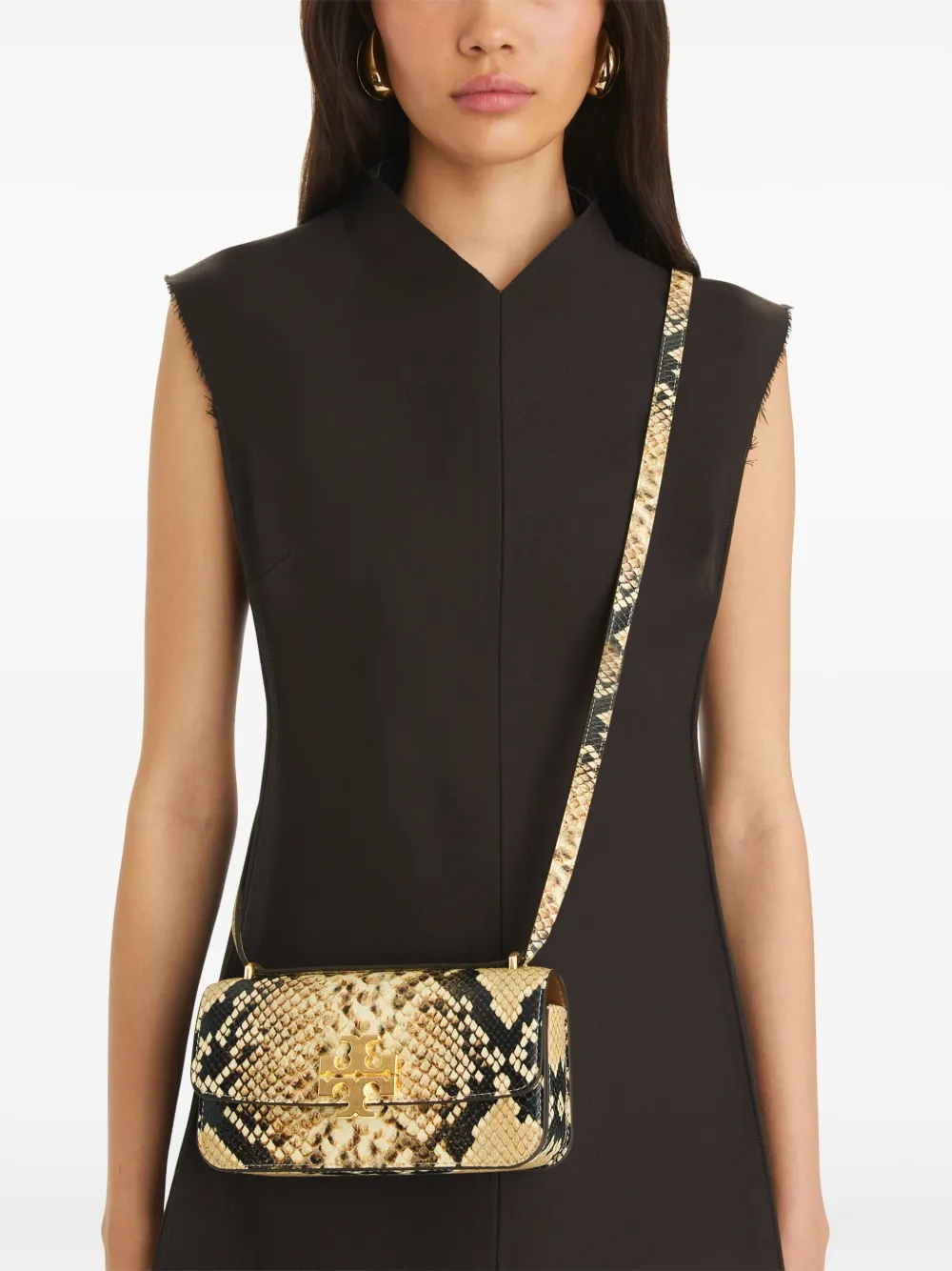 Tory Burch Eleanor Exotic E W kleine schoudertas Beige