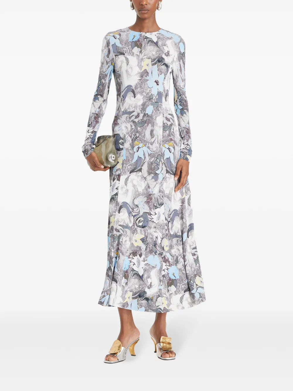 Tory Burch printed jersey midi dress - Blauw