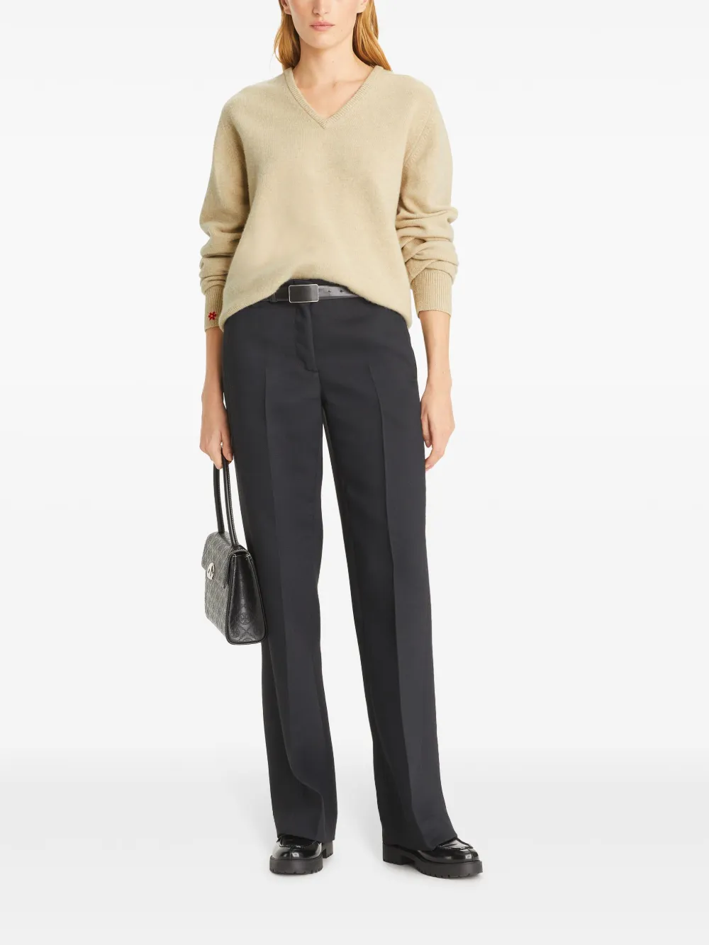 Tory Burch straight-leg crepe trousers - Zwart