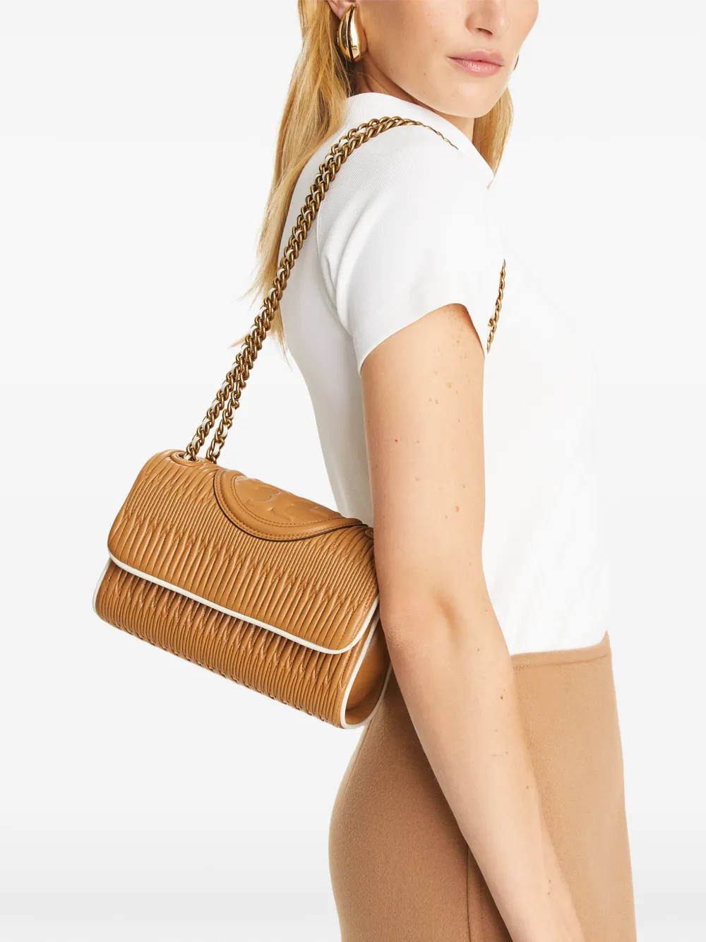 Tory Burch Fleming kleine schoudertas - Bruin