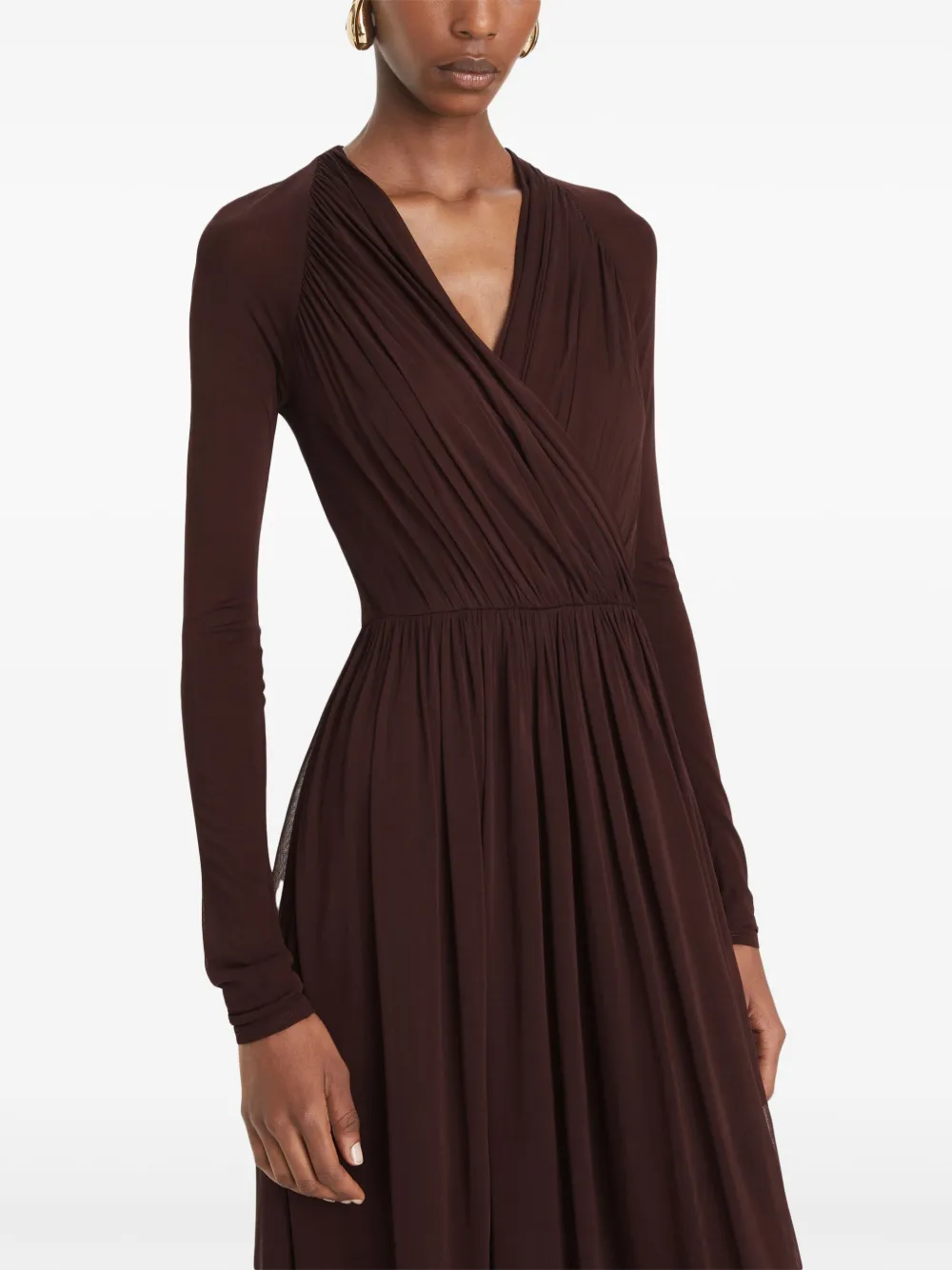 Tory Burch Wrap Design Dress Brown FARFETCH