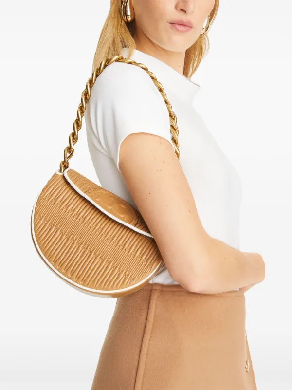 Tory Burch mini Fleming crescent bag women Nappa Leather Cotton One Size Brown