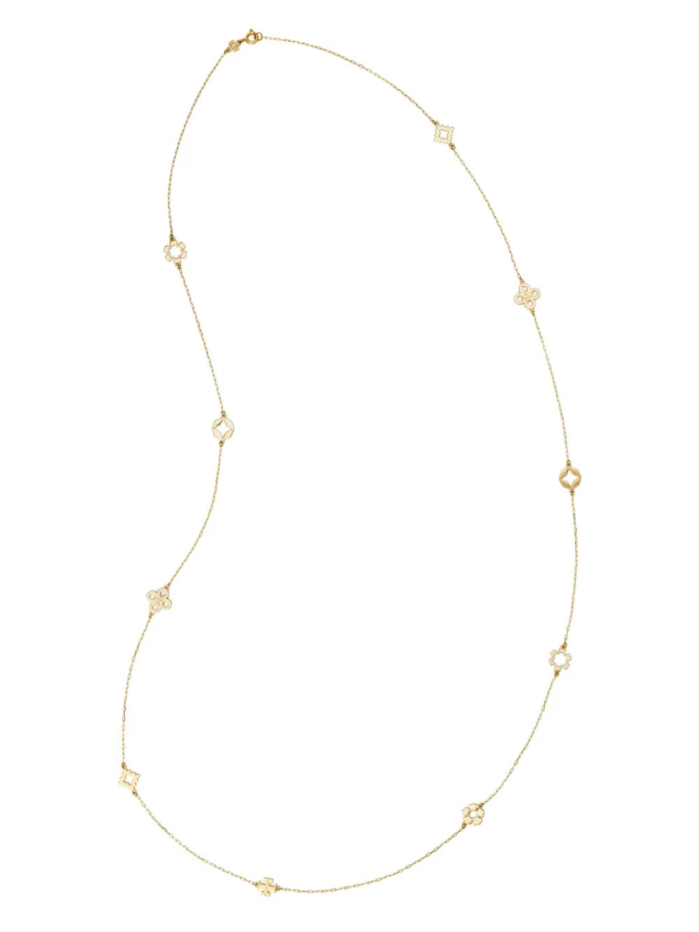Tory Burch Kira Clover Long Station Necklace In Tory Gold