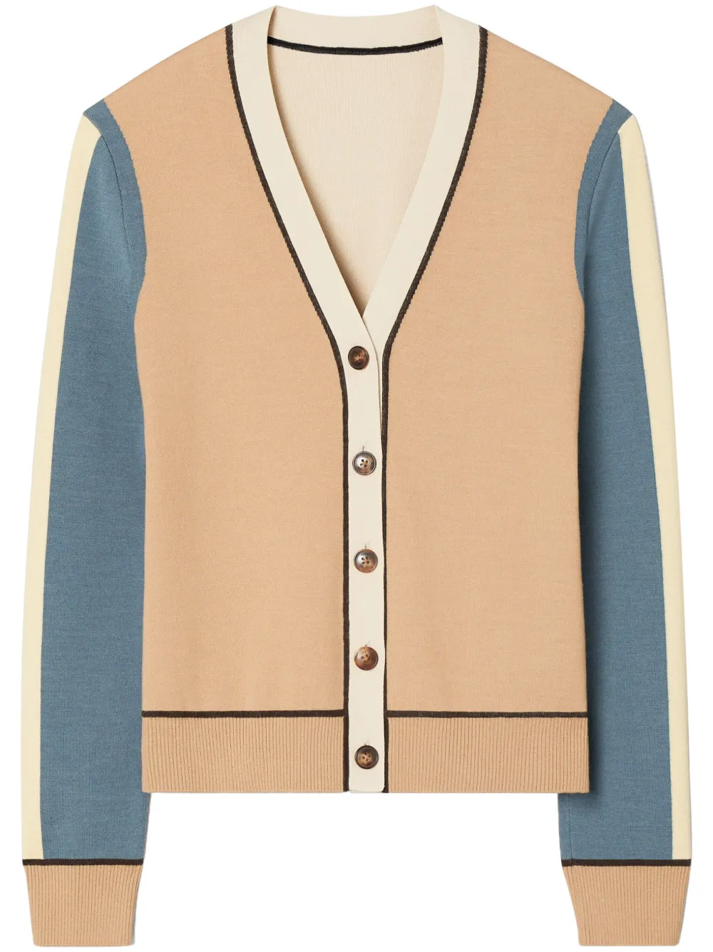 Tory Burch Wollen vest met colourblocking Beige
