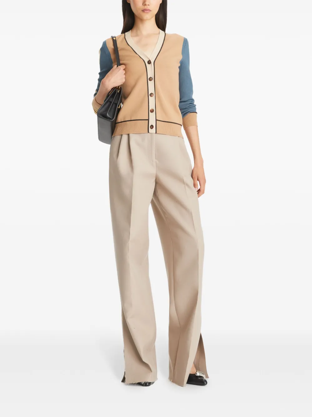 Tory Burch Wollen vest met colourblocking - Beige