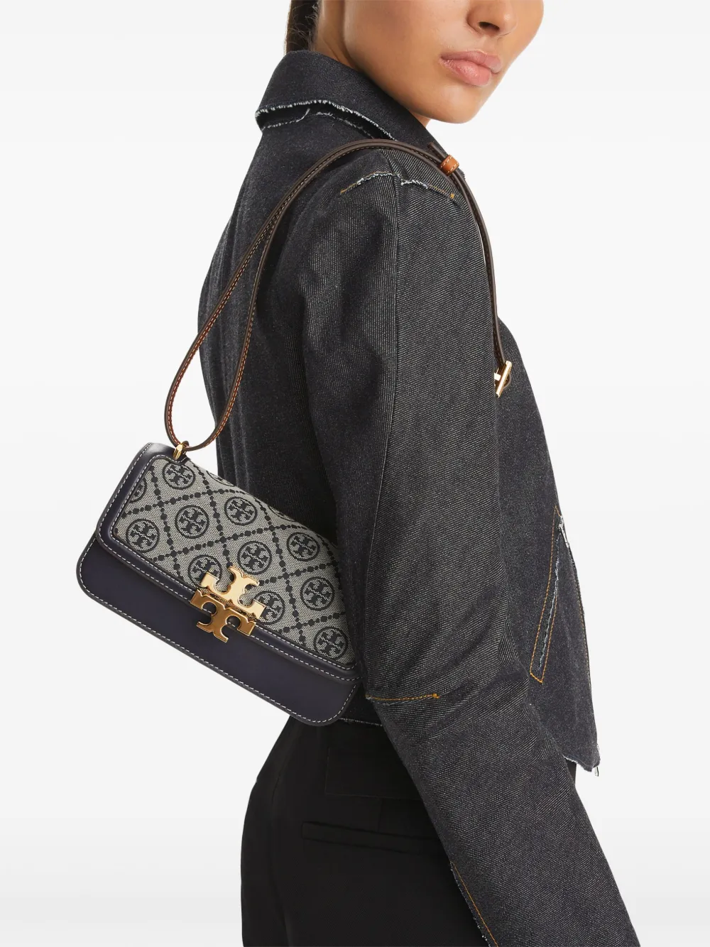 Tory Burch small T Monogram Eleanor shoulder bag - Blauw