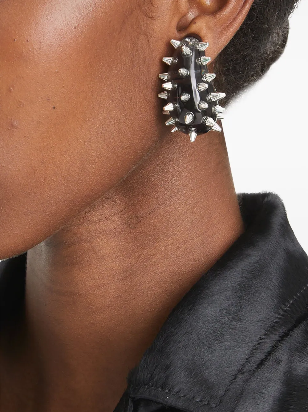 Tory Burch Spiked Wave Earrings In Silver