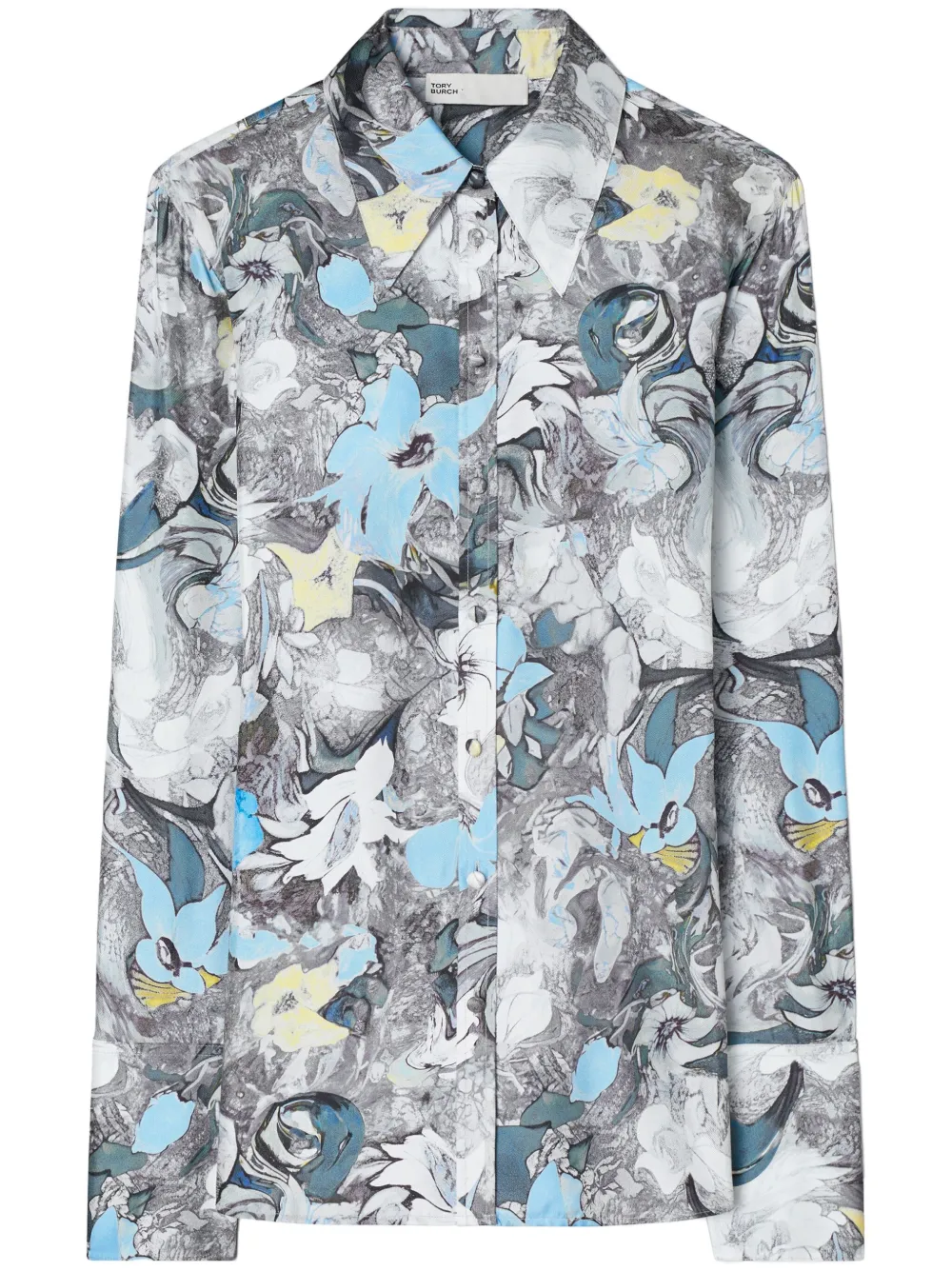Tory Burch Zijden blouse met bloemenprint Grijs