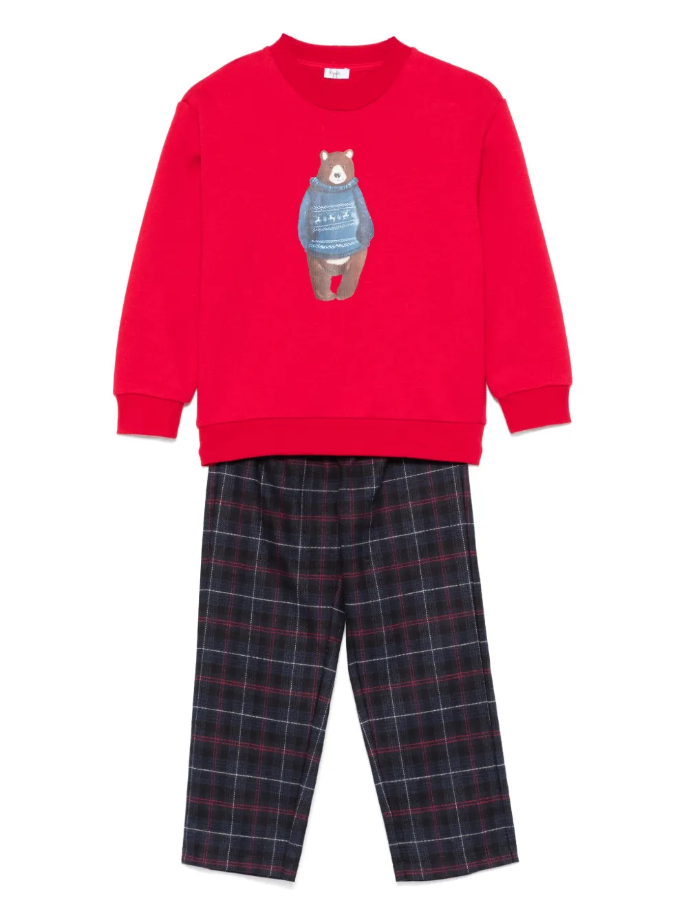 Il Gufo Sweater en broek met teddybeerprint Rood