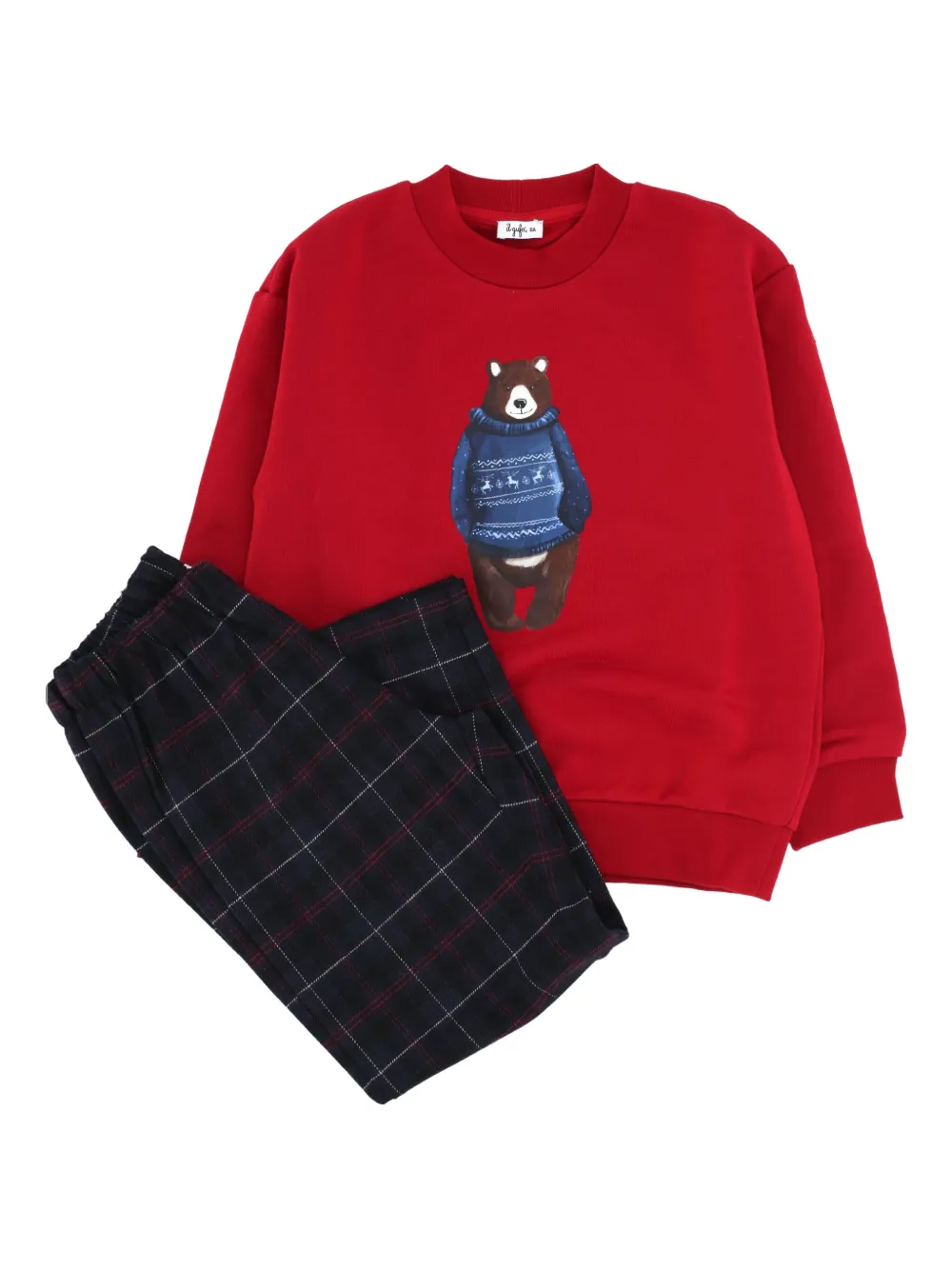 Il Gufo Sweater en broek met teddybeerprint Rood