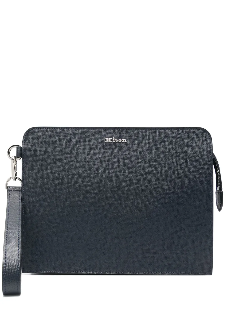 Kiton Clutch met logo Blauw
