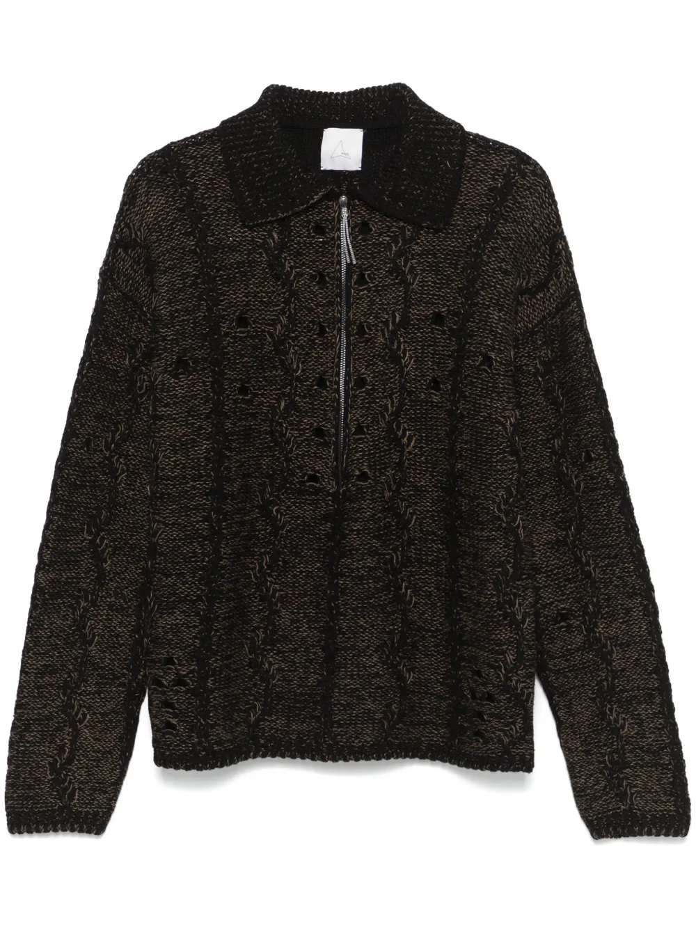 ROA chunky-knit polo shirt - Brown