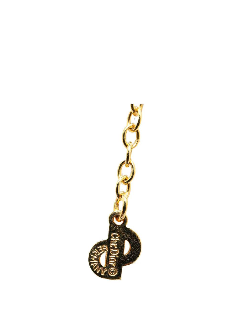 Christian Dior Pre-Owned 20th Century Gold Plated CD Logo Rhinestones Pendant costume necklace - Goud