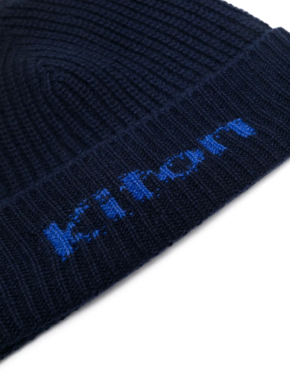 Kiton logo-intarsia beanie - Blauw
