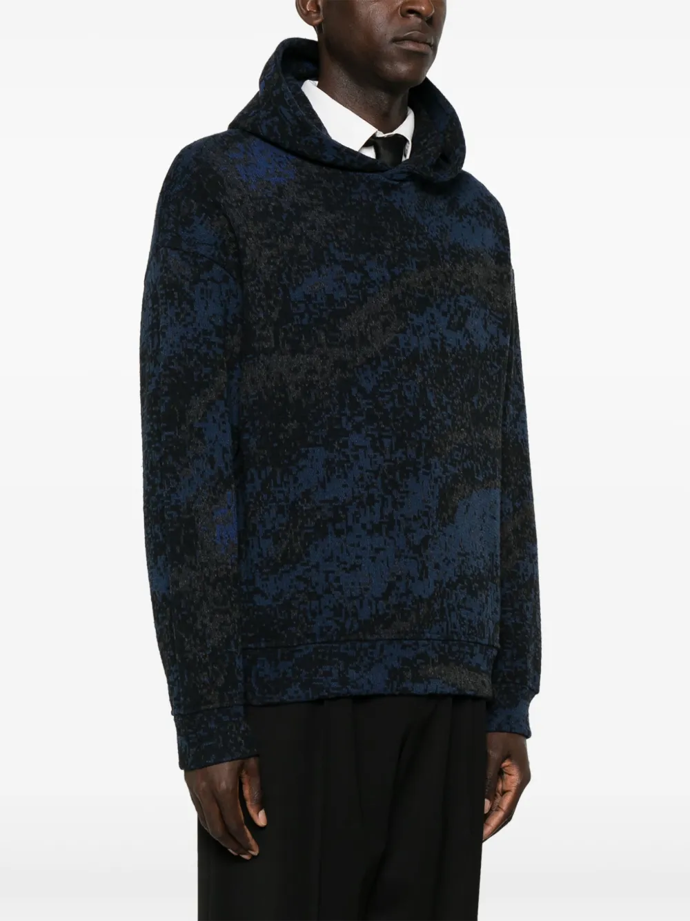 Emporio Armani Gebreide hoodie Zwart