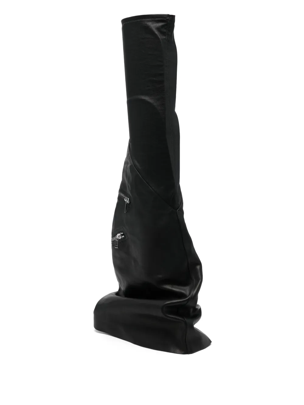 Rick Owens Cargo Fetish Sneaks Calf Leather Knee-high Boots In Black
