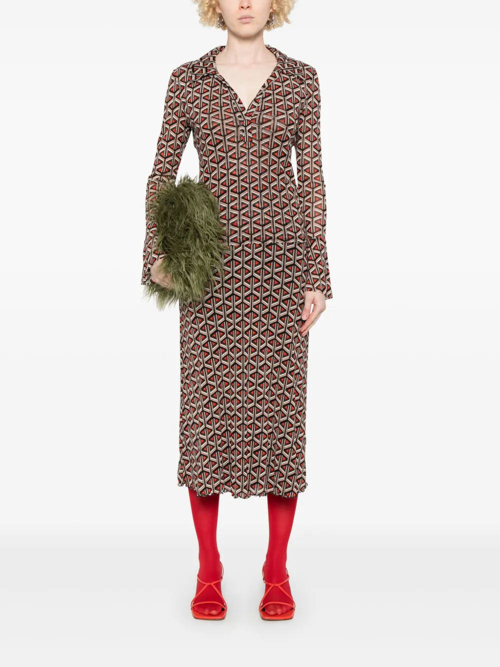 DVF Diane von Furstenberg Darlene midi-rok - Rood