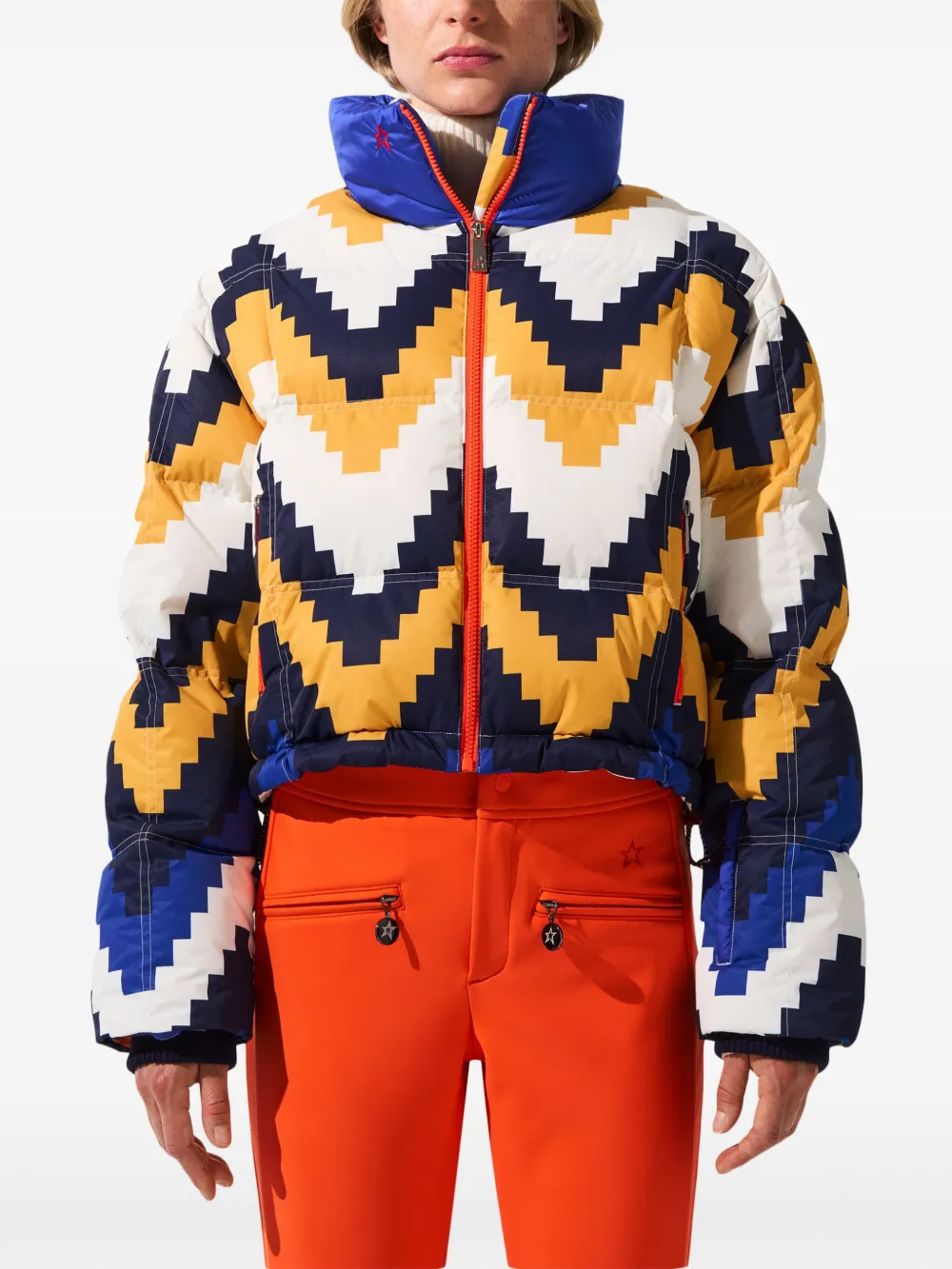 Perfect Moment Nevada ski-jack met chevron streep - Geel