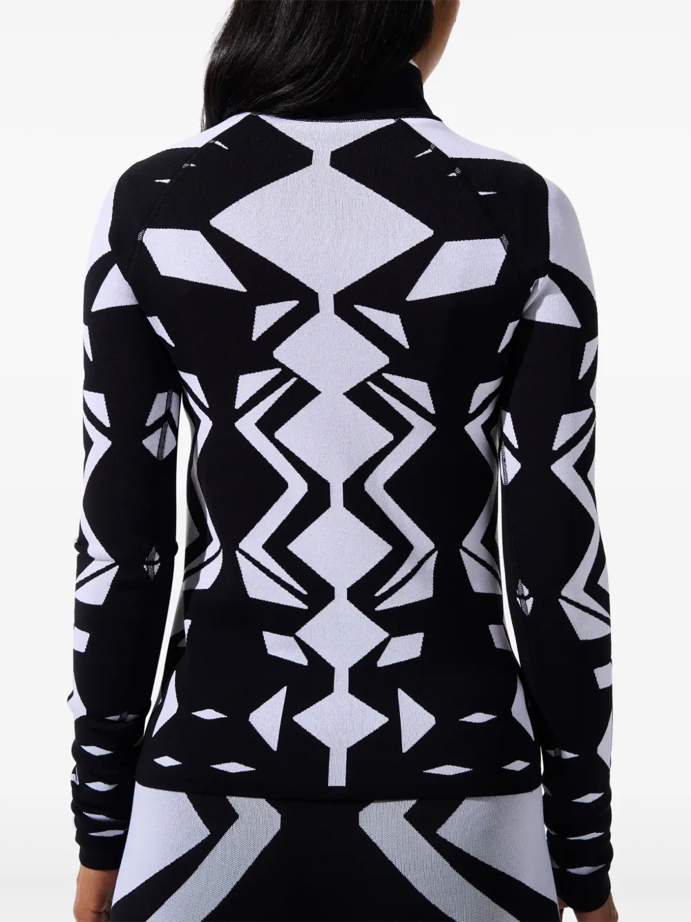 Perfect Moment Top met rits en geo-jacquard Zwart