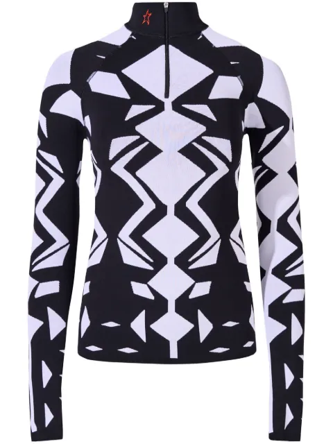 Perfect Moment Geo-jacquard zip-up top