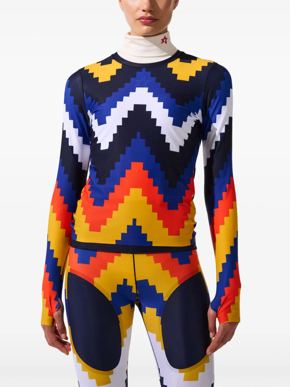 Perfect Moment Compressie top met chevron-print Blauw