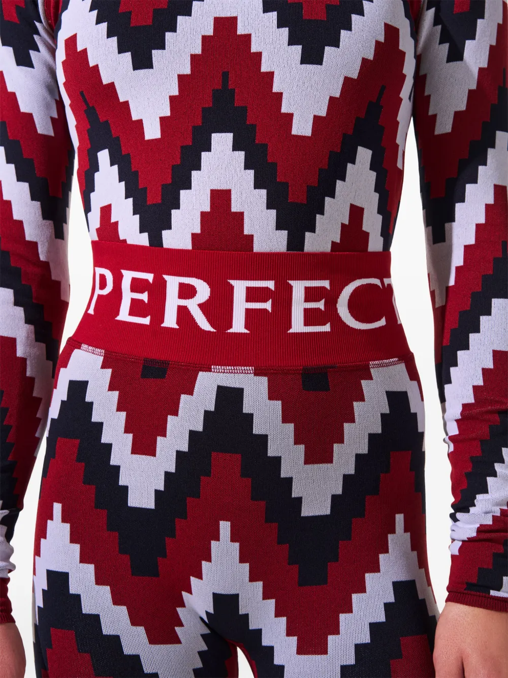 Shop Perfect Moment Chevron Jacquard Leggings In Red