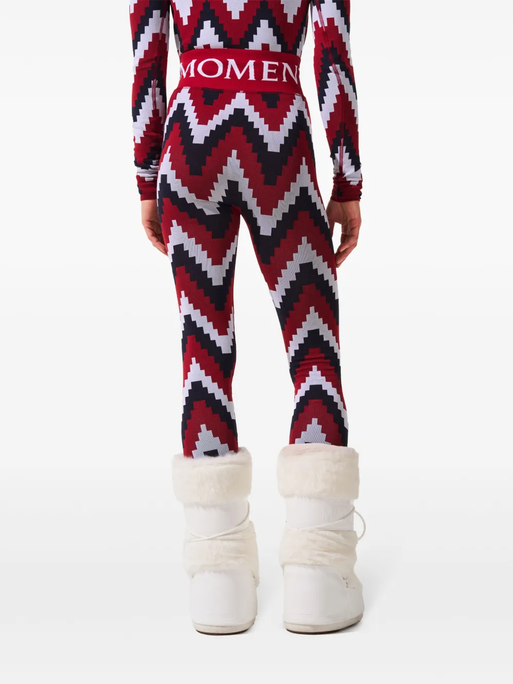 Shop Perfect Moment Chevron Jacquard Leggings In Red