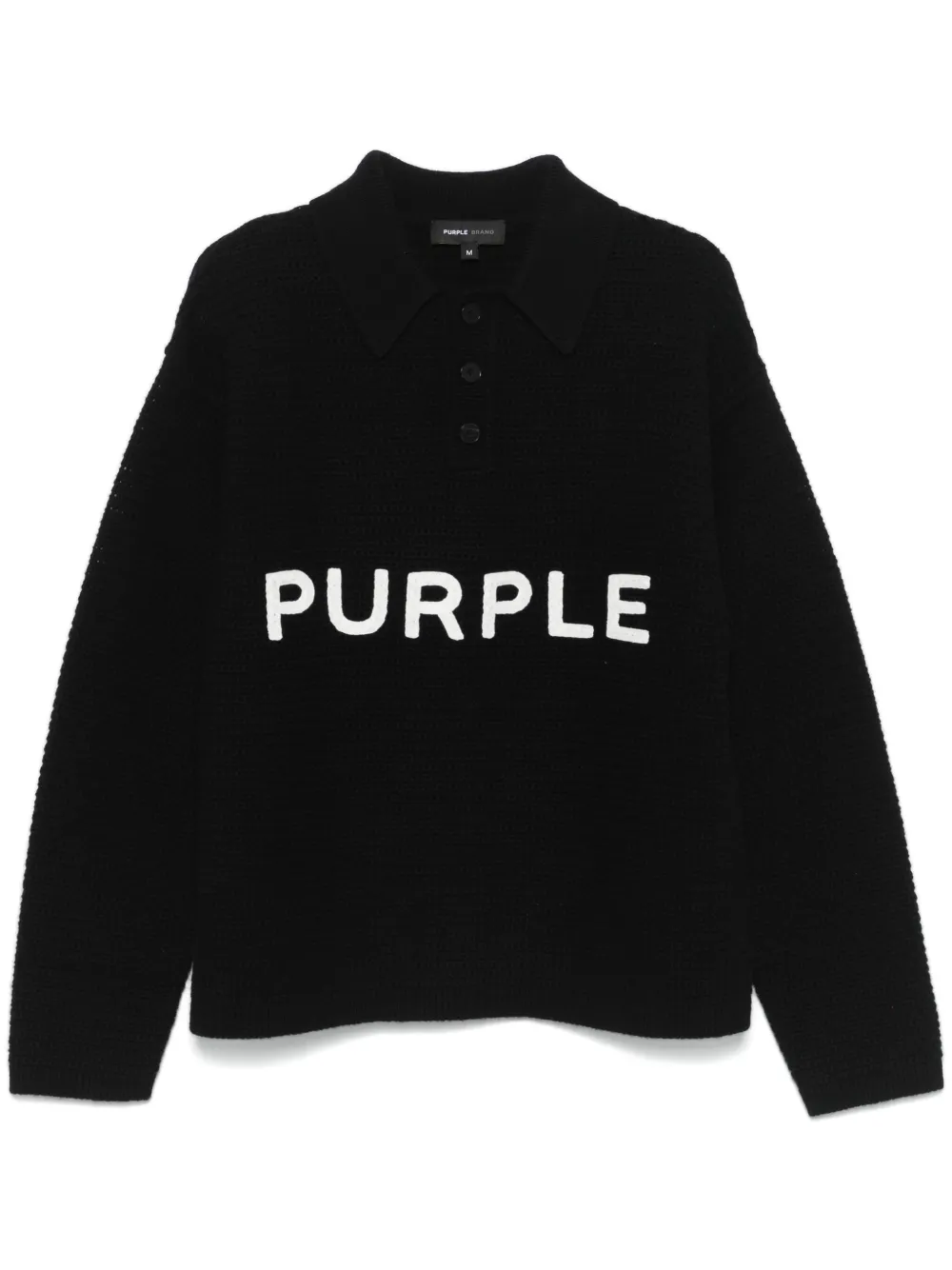 Purple Brand Wool Sweater With Frontal Logo Embroidery In Black