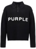 Purple Brand logo-lettering knitted polo - Black