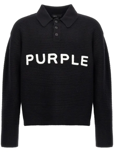 Purple Brand بولو منسوج بحروف شعار الماركة