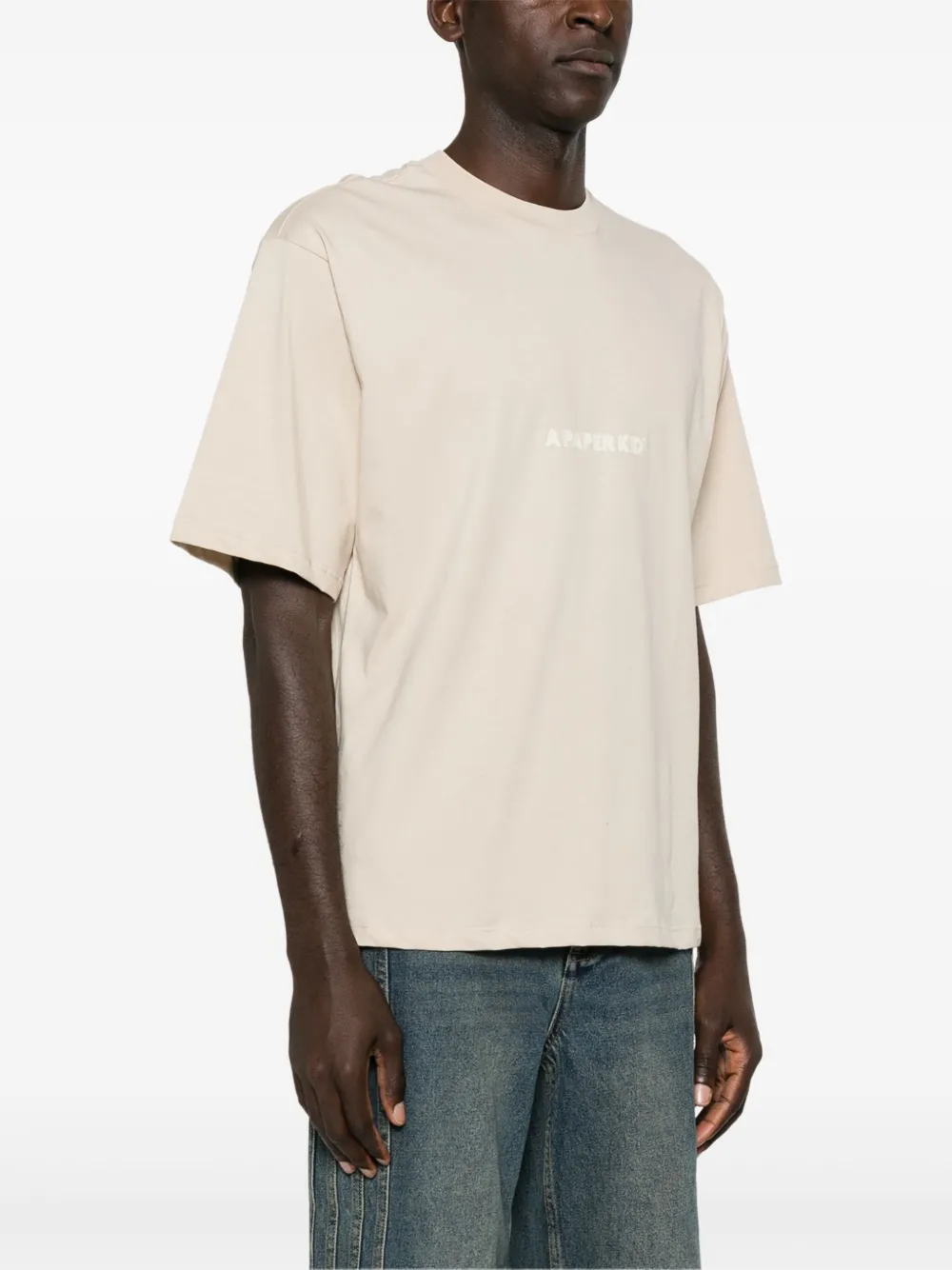 A Paper Kid T-shirt met logoprint Beige