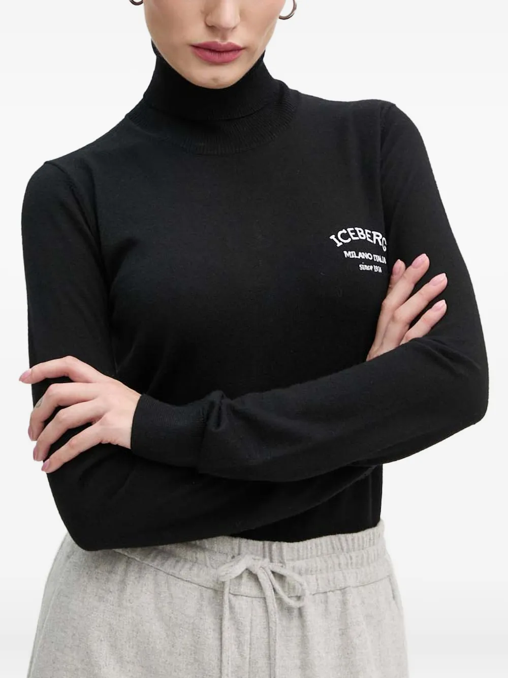 Iceberg Rollkragenpullover mit Logo | Schwarz | Image 1