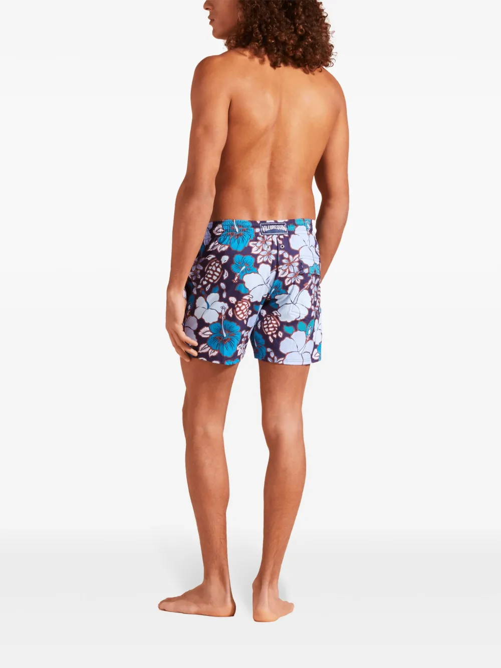 Vilebrequin Zwembroek met tropische schildpadprint 605 MIDNIGHT BLUE