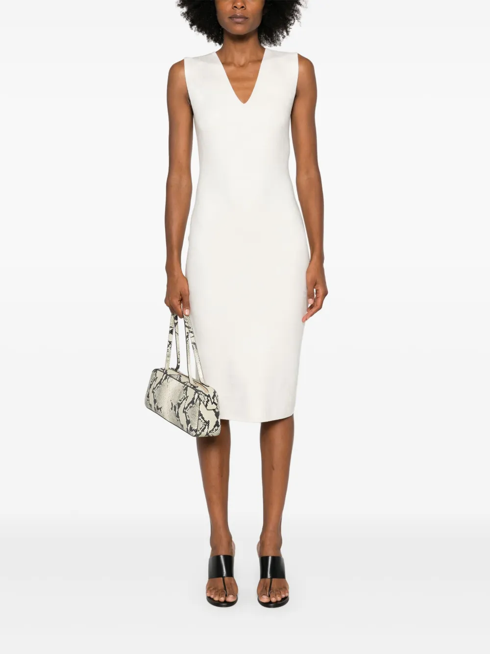 D.Exterior Fleece midi-jurk - Wit