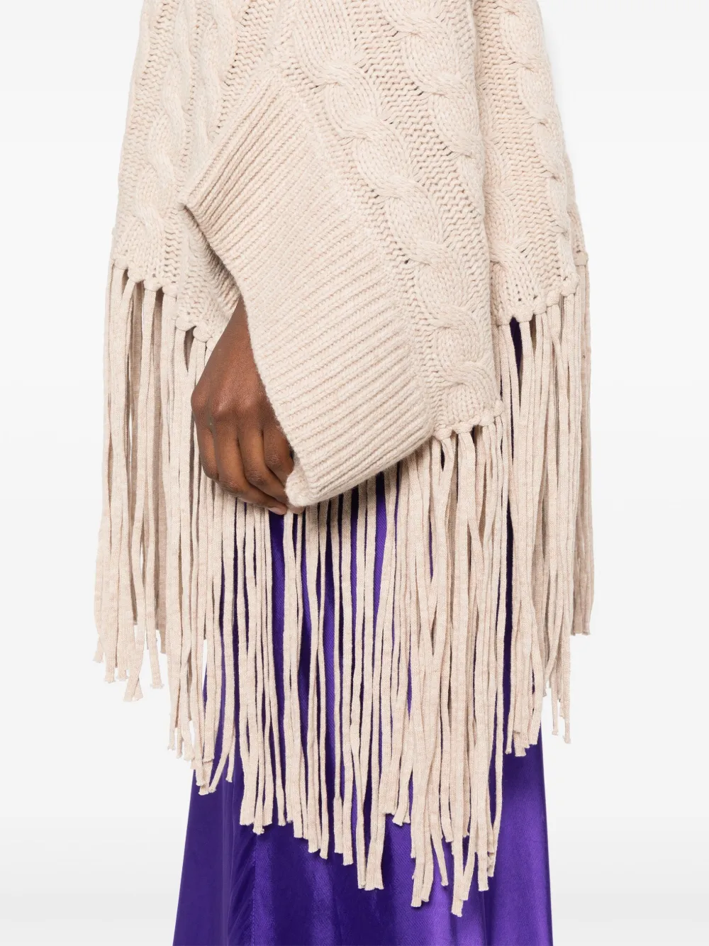 ASPESI Poncho met franje Beige