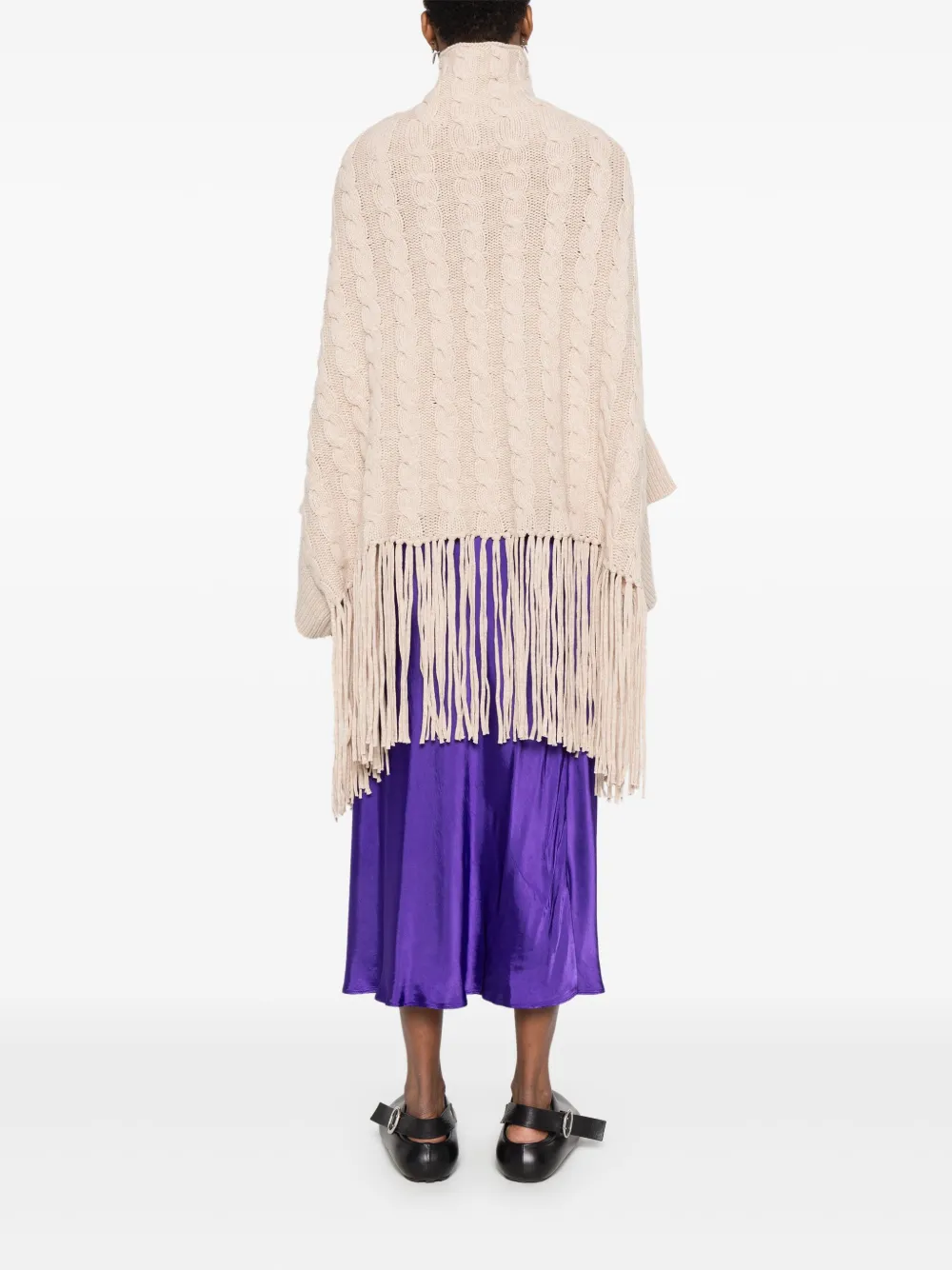 ASPESI Poncho met franje Beige