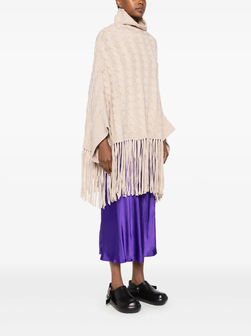 ASPESI Poncho met franje Beige