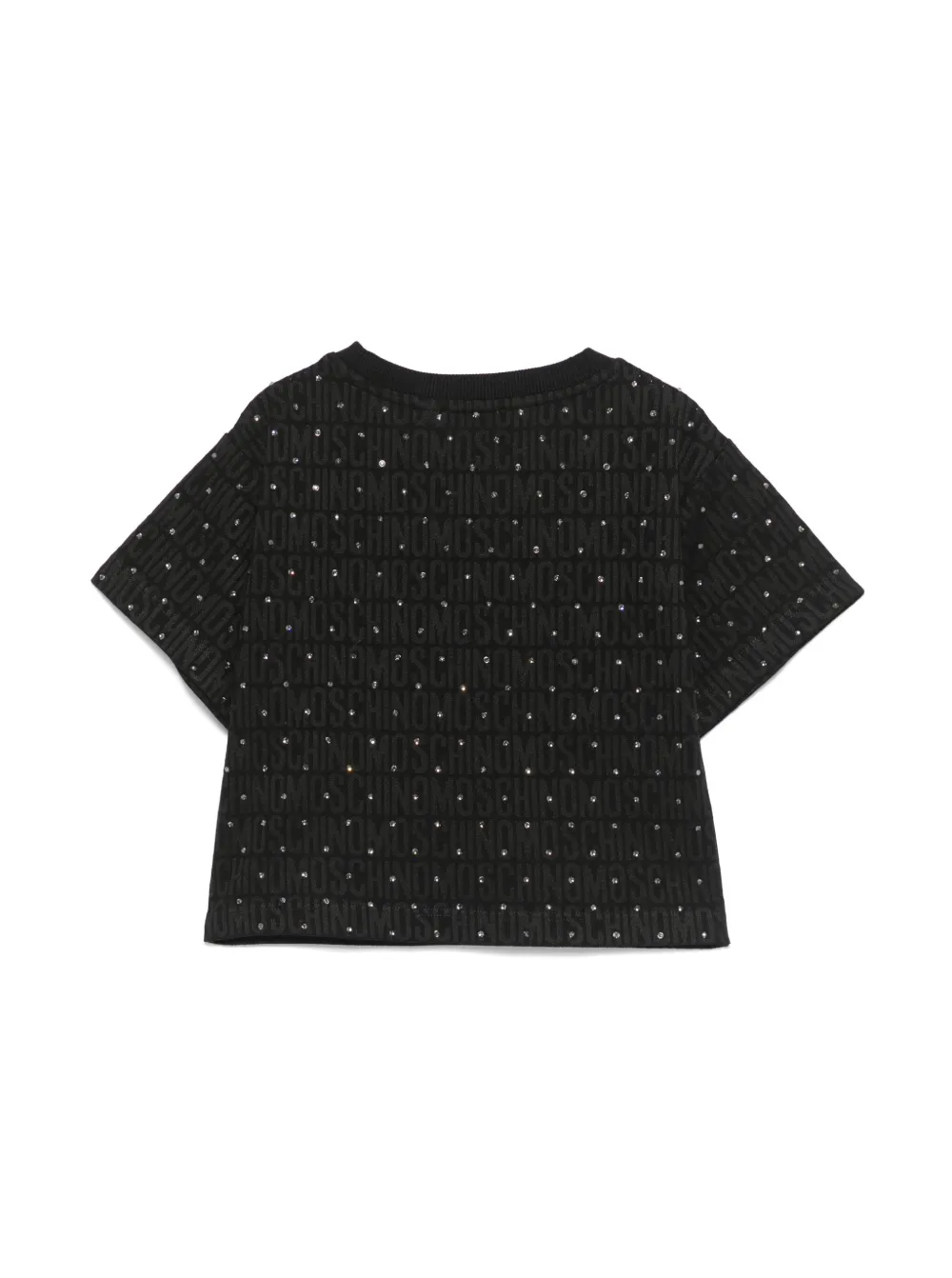 Moschino Kids T-shirt met stras - Zwart