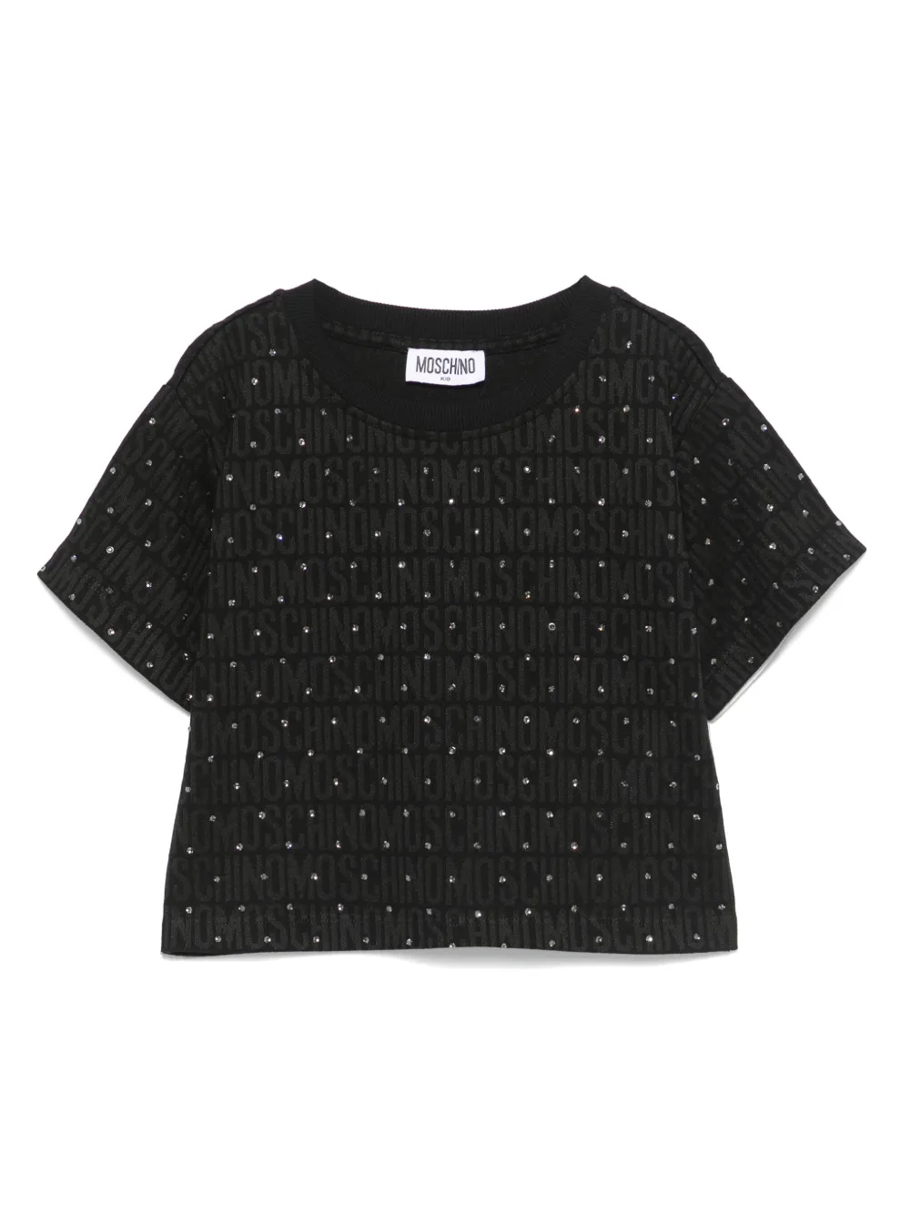 Moschino Kids T-shirt met stras Zwart
