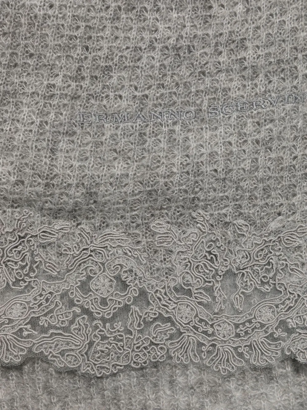 Ermanno Scervino Guipure sjaal met kanten detail - Grijs