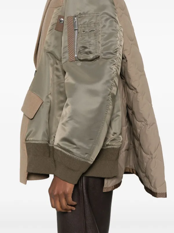 Sacai Panelled Bomber Jacket | Brown | FARFETCH