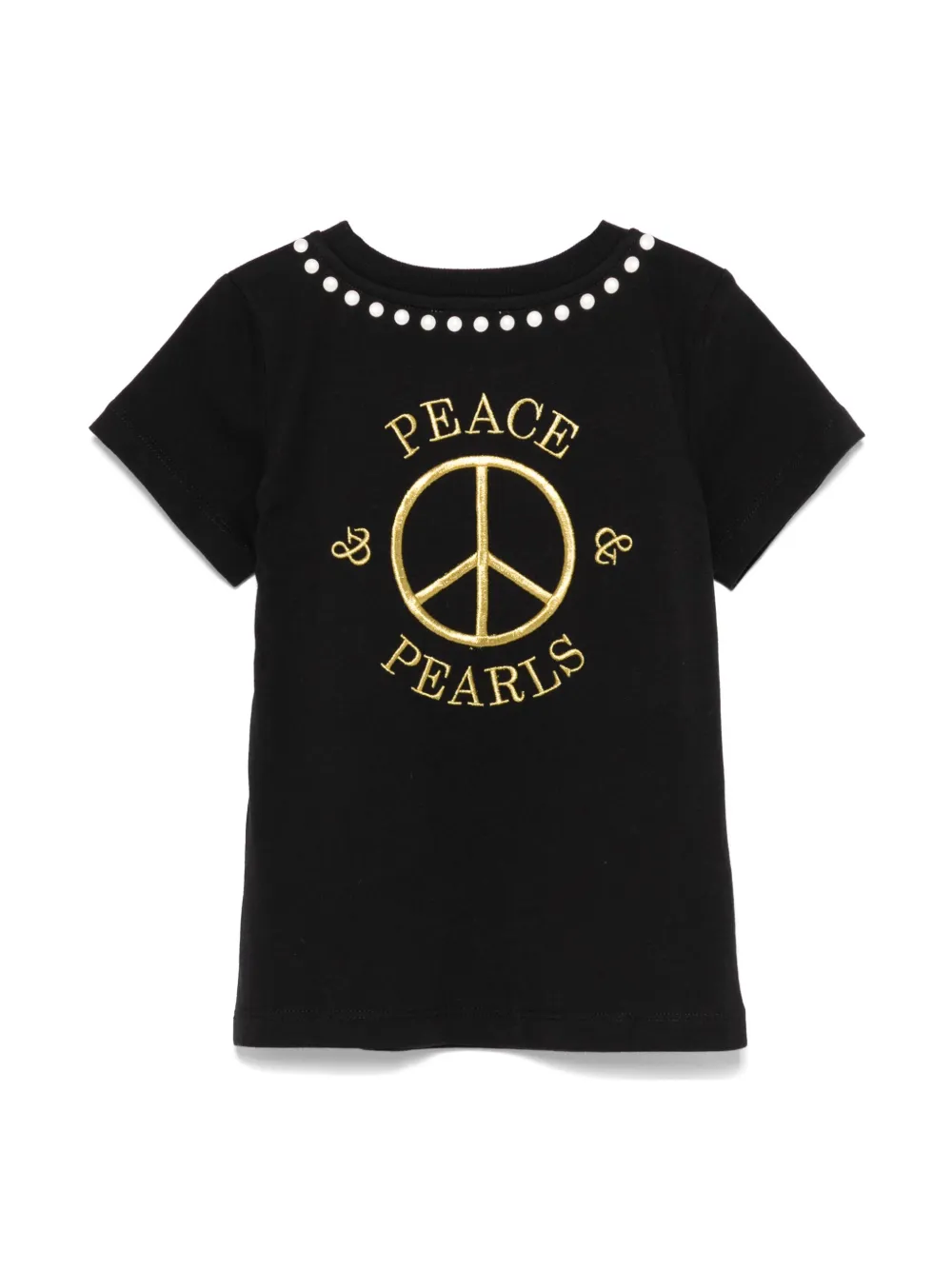 Moschino Kids T-shirt met geborduurd logo - Zwart