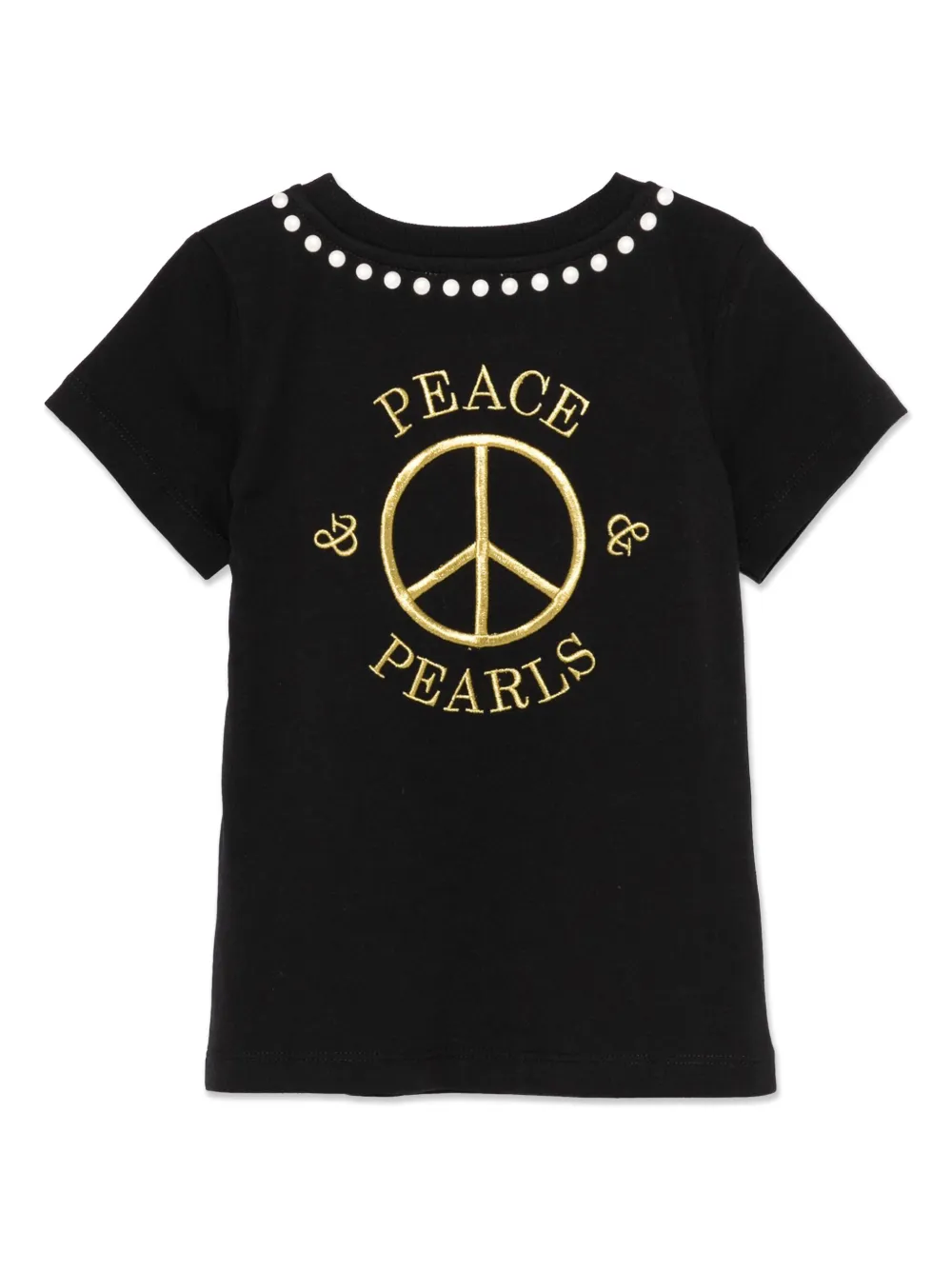 moschinokids Moschino Kids T-shirt met geborduurd logo - Zwart