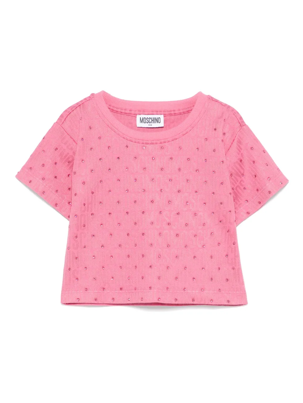 Moschino Kids T-shirt met stras Roze