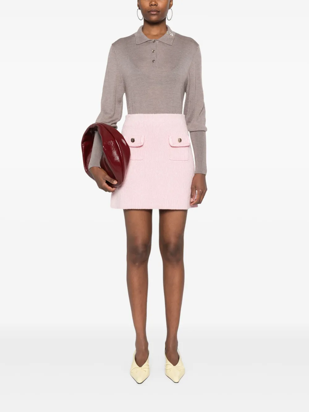 Self-Portrait Mini-rok met mélange-effect - Roze