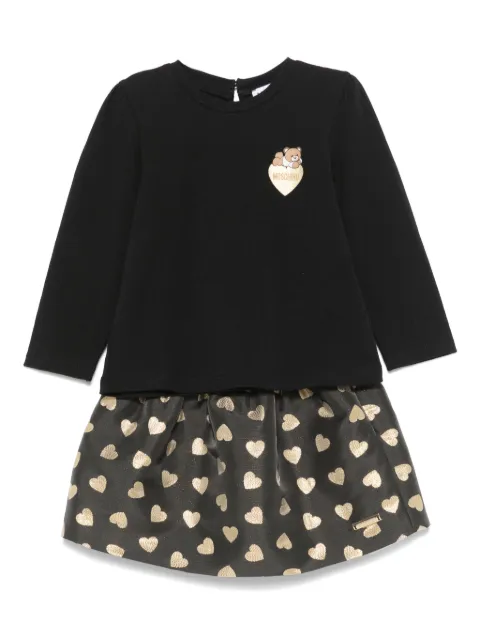 Moschino Kids heart-embroidered skirt set