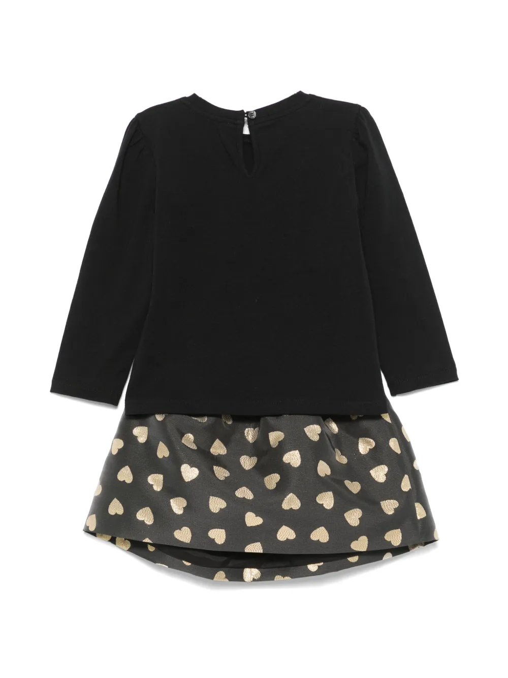 moschinokids Moschino Kids T-shirt en rok met geborduurd hart - Zwart